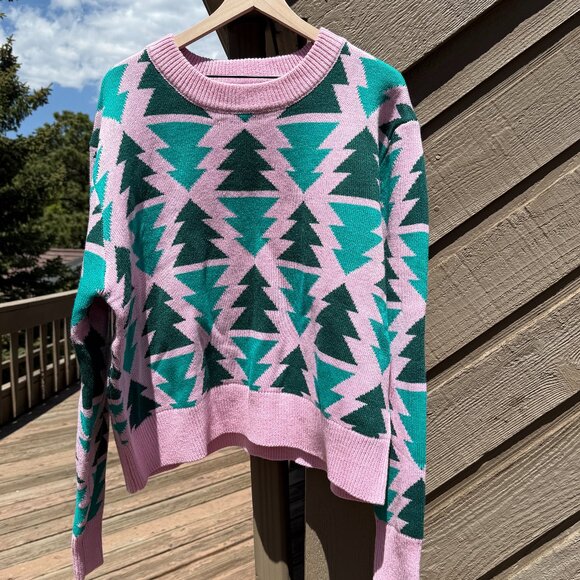 Greyson Threads Pink Evergreen Trees Holiday Sweater - Picture 2 of 9